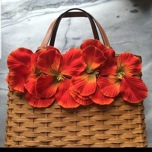 Vintage kate spade floral wicker handbag